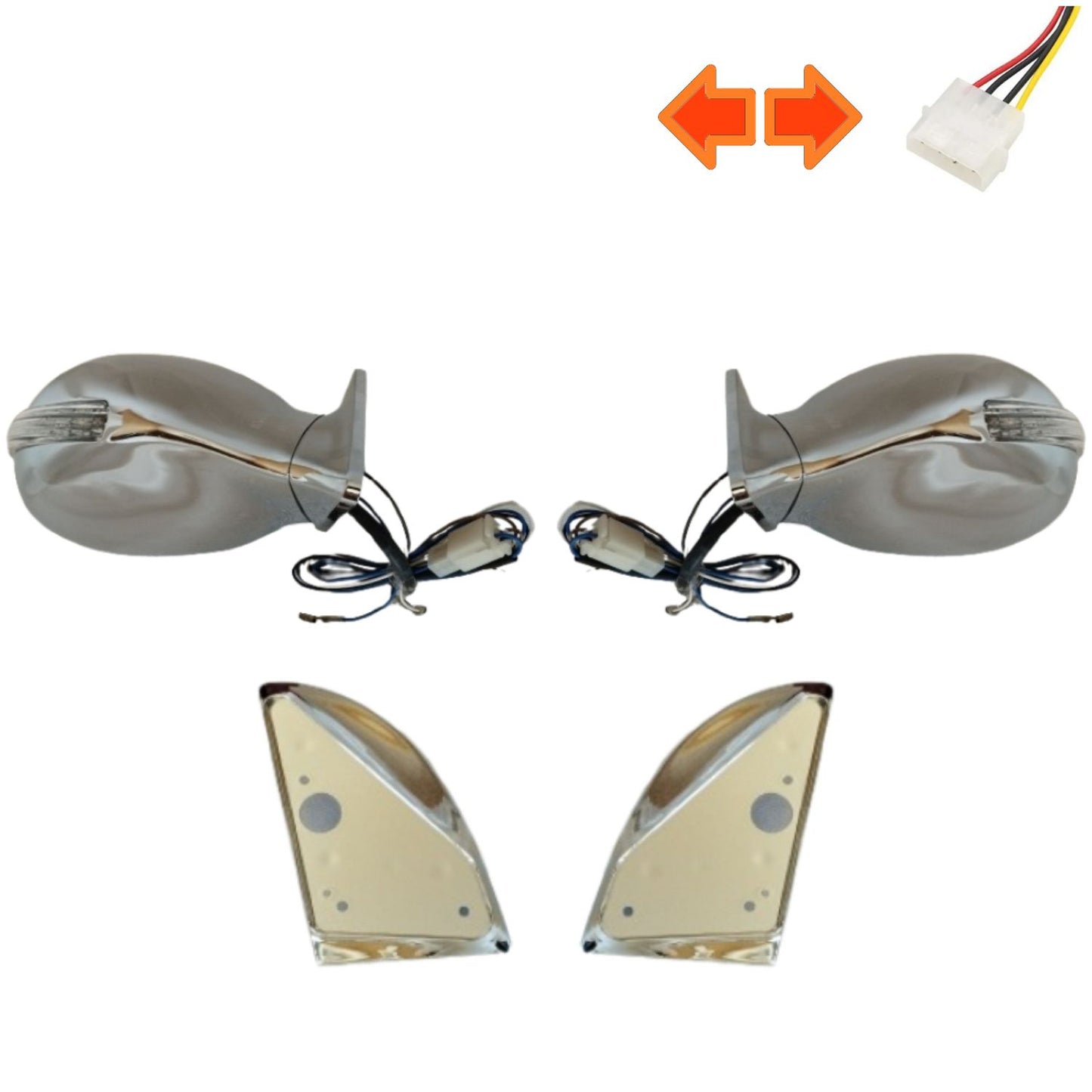 Rétroviseurs adaptables BMW E36 berline et break de 1991 à 1998 style K10 électrique à 4 fils chrome avec répétiteurs