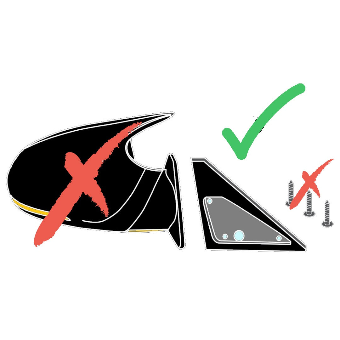 Paire de supports noirs adaptateurs de rétroviseurs accessoires compatibles SMART Fortwo I de 1997 à 2006 platines de fixation d'embase universelle