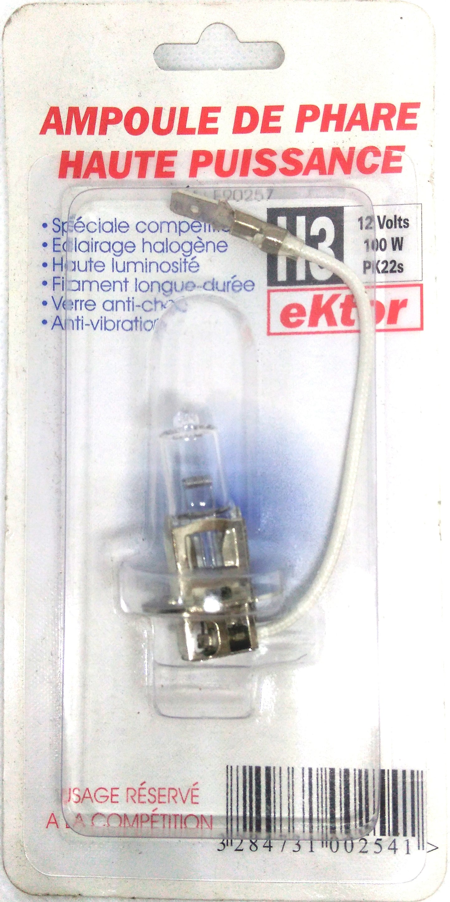 Ampoule eKtor™ H3 compétition code euro 12v 100w PK22s - STATION MANIA