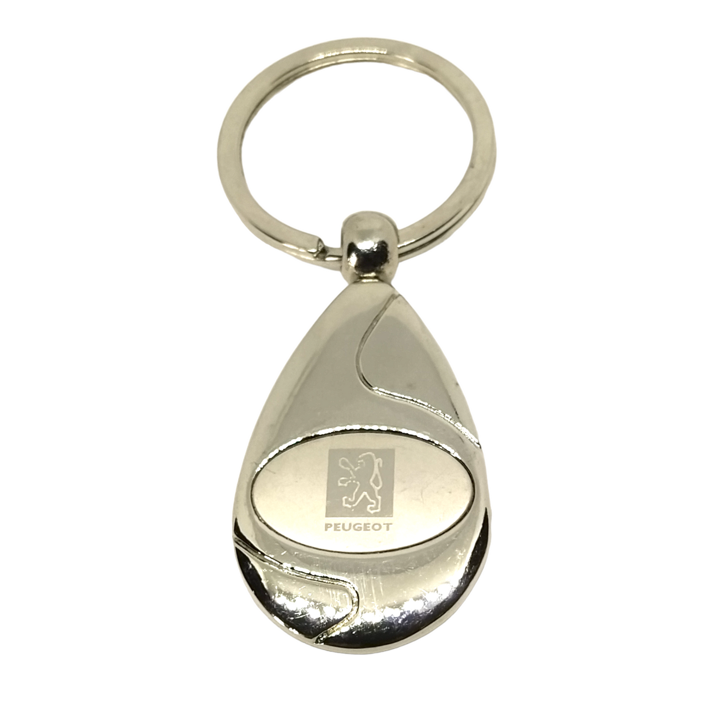 Porte-clés logo PEUGEOT en métal argenté