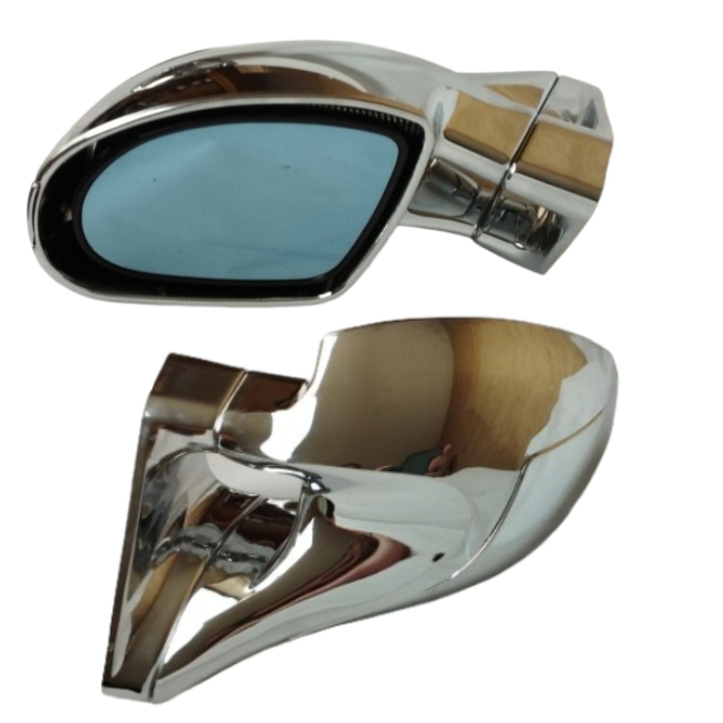 Paire de rétroviseurs manuels chromes style K3 vendus sans supports adaptateurs