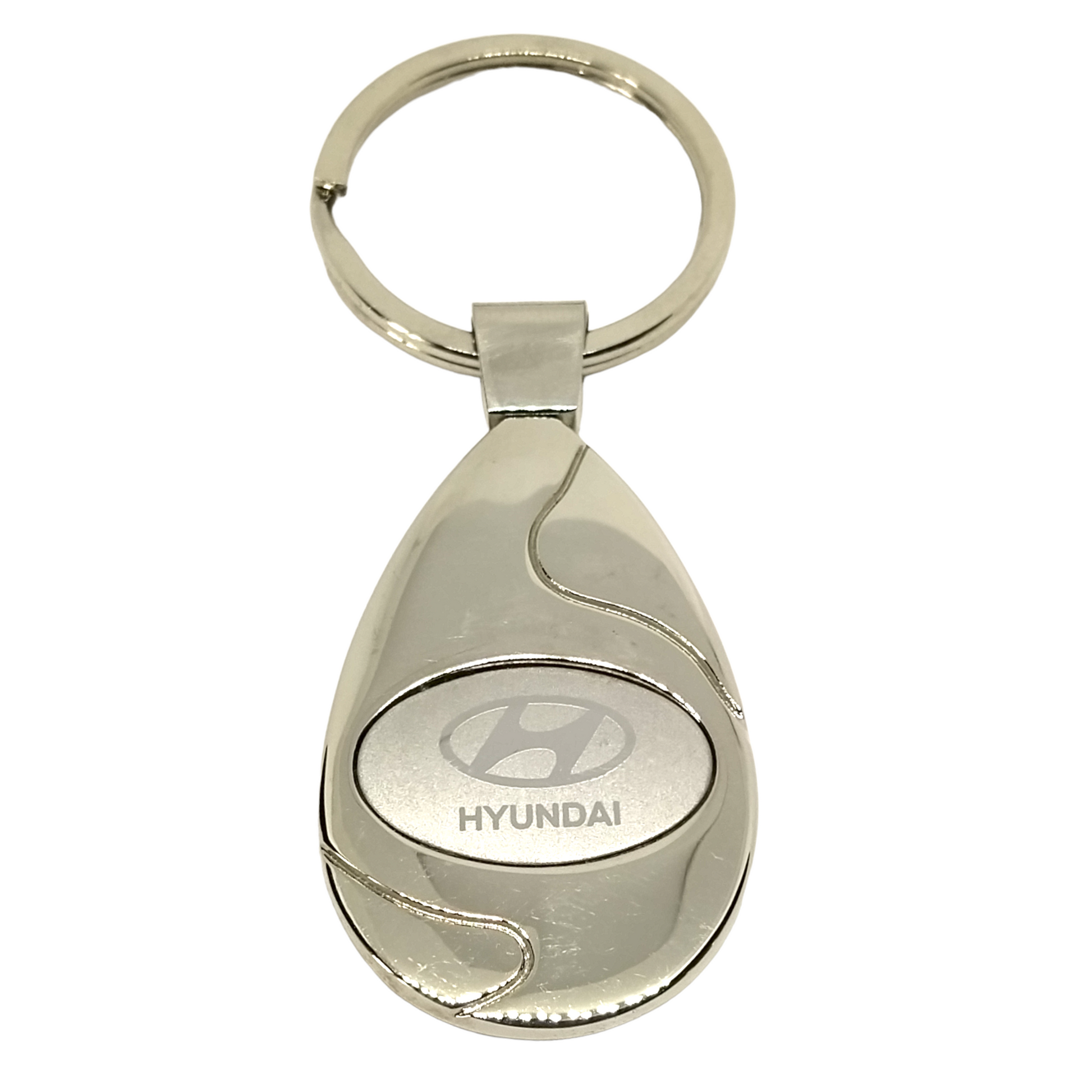 Porte-clés logo HYUNDAI en métal argenté
