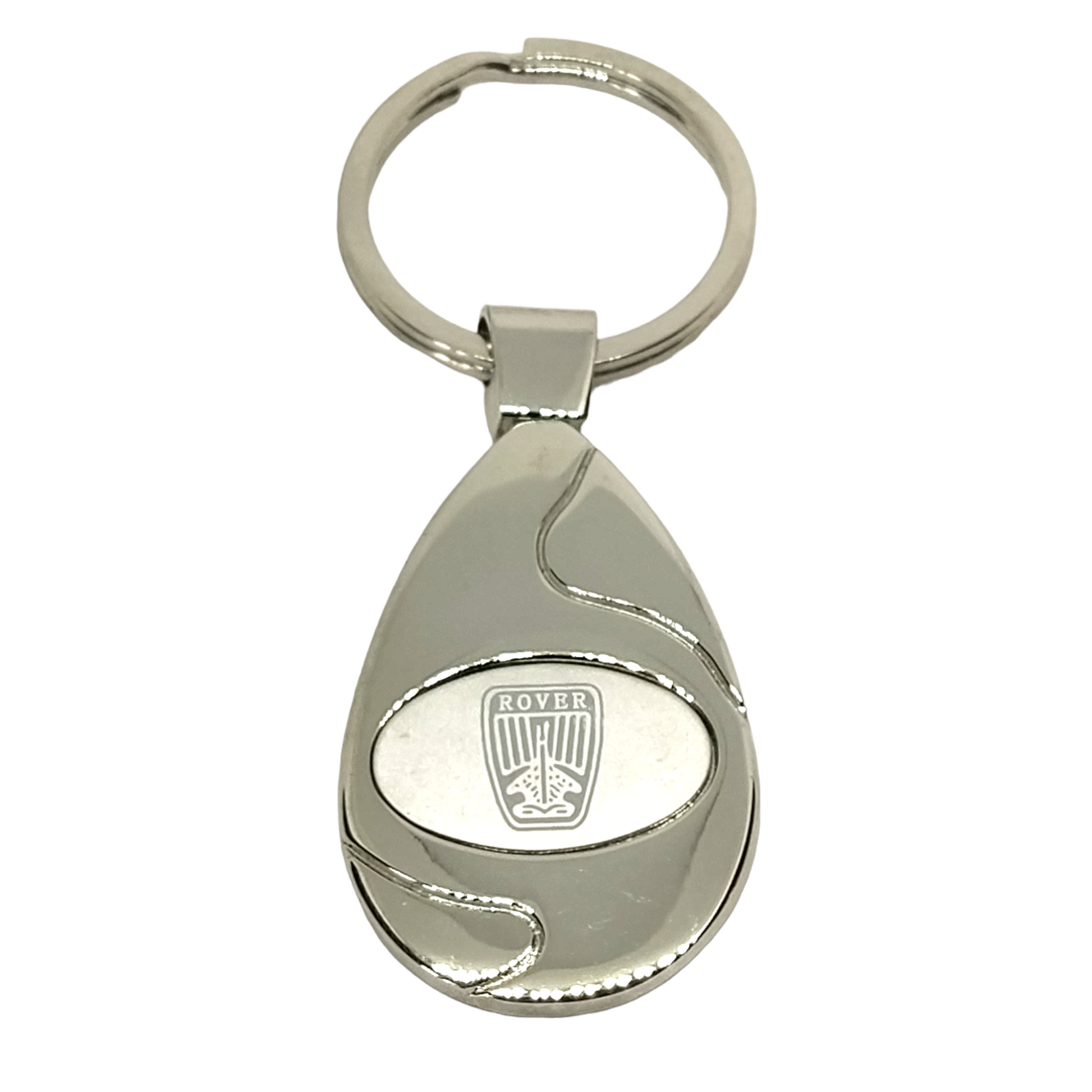 Porte-clés logo ROVER en métal argenté
